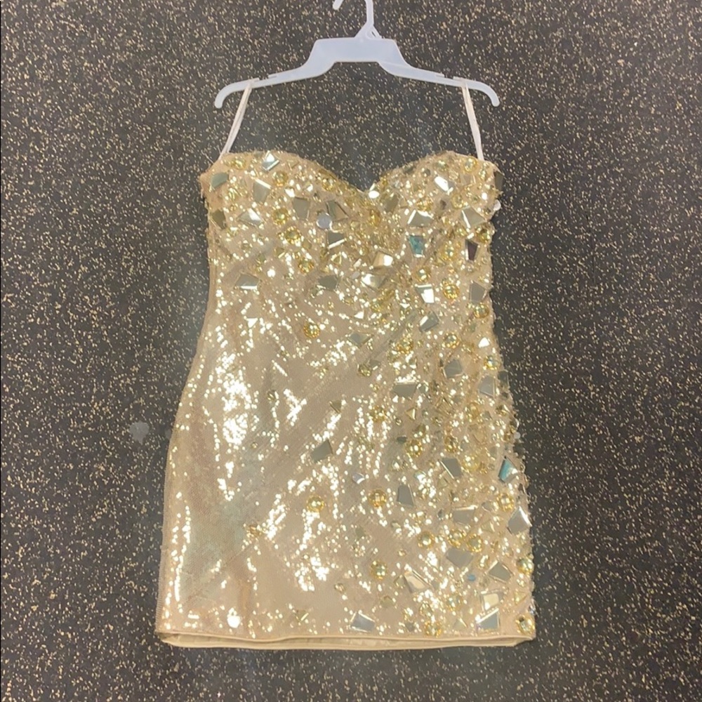 gold dress